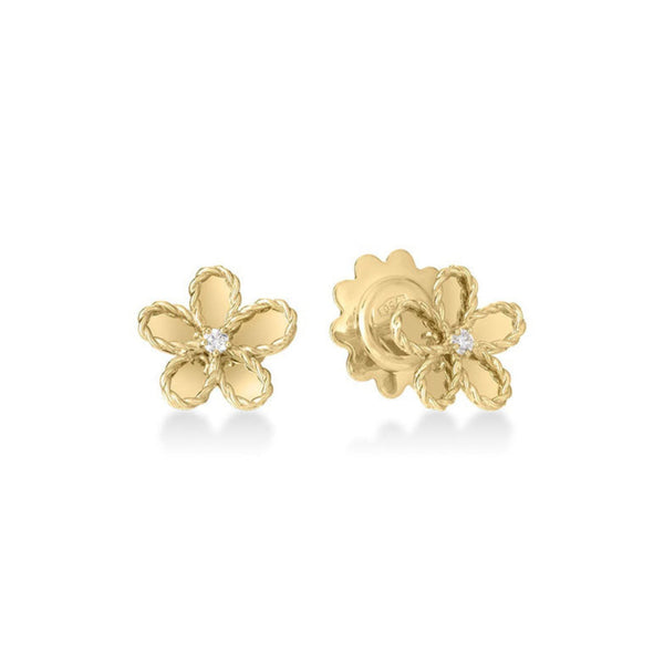 Jasmine Diamond And Polished Finish Small Flower Earrings - 2