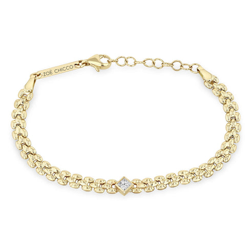 14k Princess Diamond Small Panther Chain Bracelet - 2