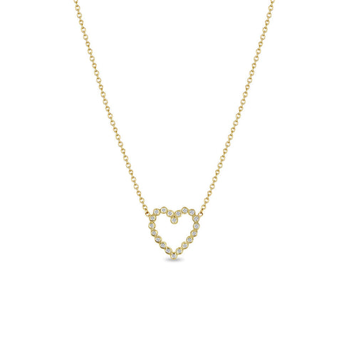 14k Small Diamond Bezel Heart Necklace - 1