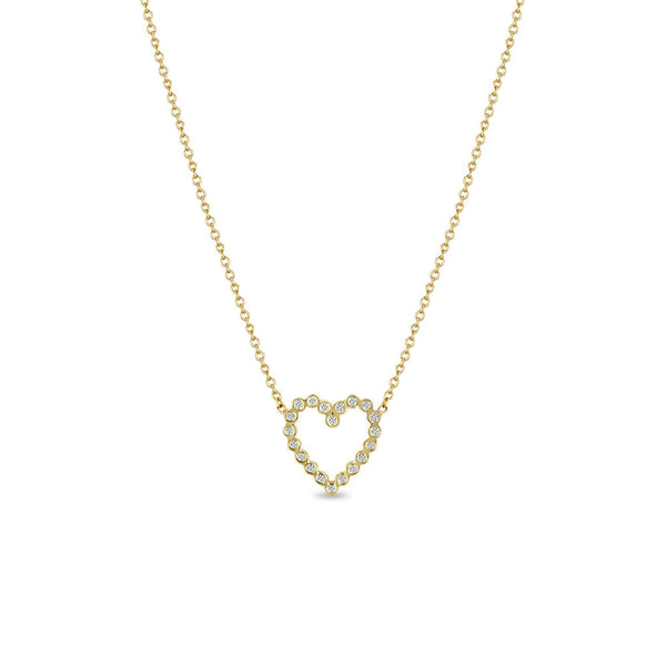 14k Small Diamond Bezel Heart Necklace - 1