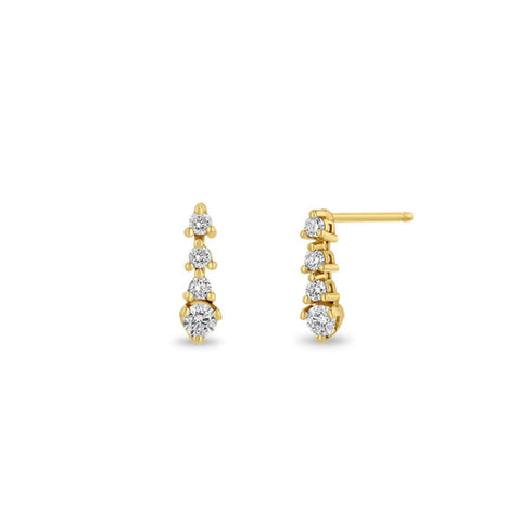 14k Prong Diamond Short Tennis Drop Earrings - 2