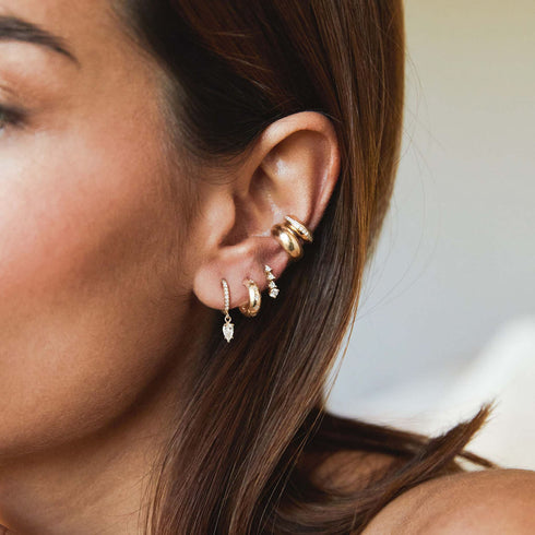14k Prong Diamond Short Tennis Drop Earrings - 3