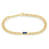 14k Medium Curb Chain Emerald Cut Blue Sapphire Bezel Bracelet - 2