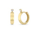 14k Prong Diamond Knife Edge Hinge Huggie Hoops - 2