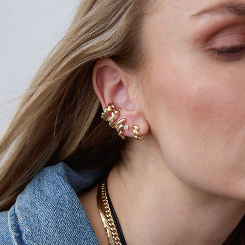 14k Gold San Marco Half Hoop Earrings - 3