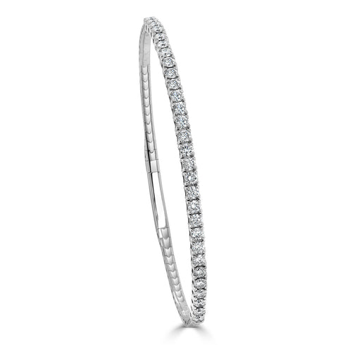 14k Gold & Diamond Flexible Bangle - 2ct - 1