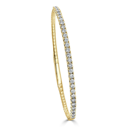 14k Gold & Diamond Flexible Bangle - 2ct - 2