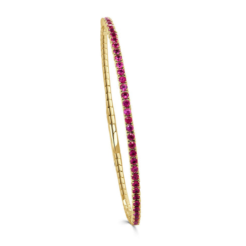 14K Gold & Ruby Flexible Bangle - 1.87ct - 2