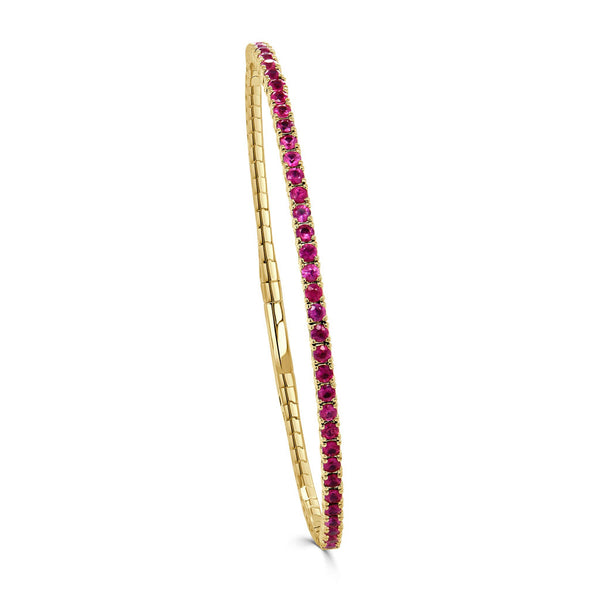 14K Gold & Ruby Flexible Bangle - 1.87ct - 2