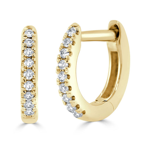 14k Gold & Diamond Huggie Earrings- 0.05 ct. - 1