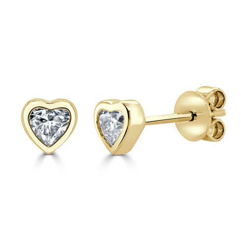 14k Gold Bezel Heat Shape Diamond Studs - 0.38ct - 2