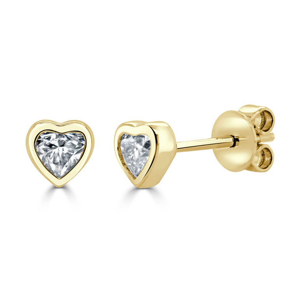 14k Gold Bezel Heat Shape Diamond Studs - 0.38ct - 2