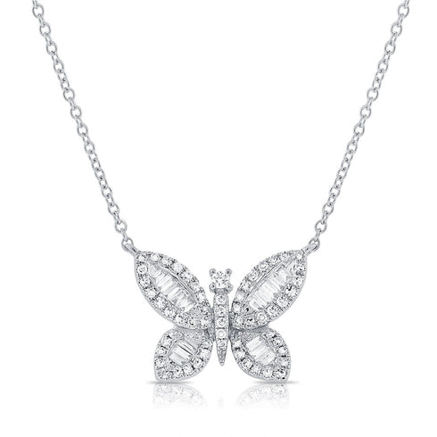 14k Gold & Diamond Butterfly Necklace - 0.17ct - 1