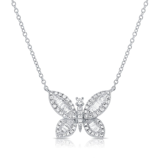 14k Gold & Diamond Butterfly Necklace - 0.17ct - 1
