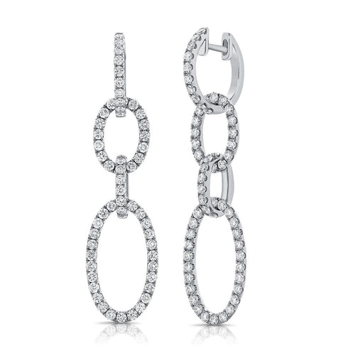 14k Gold & Diamond Oval Link Drop Earrings - 2.55ct - 1