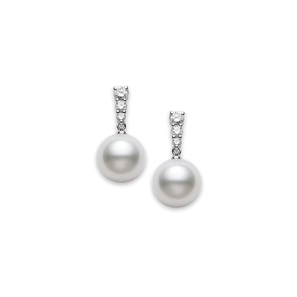 Morning Dew White South Sea Cultured Pearl Earrings in 18K White Gold - 1