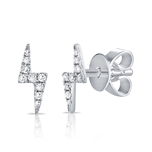 14k Gold & Diamond Lightning Bolt Stud Earrings- 0.11ct. - 2