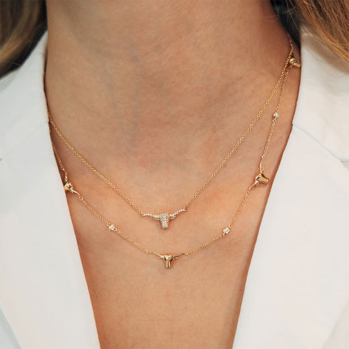 Longhorn Diamond Station Yellow Gold Necklace - 3