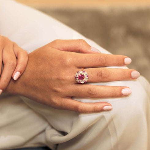 Pink Sapphire and Diamond Halo Ring - 3