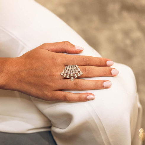 Pear Cut Diamond Fan Ring - 3
