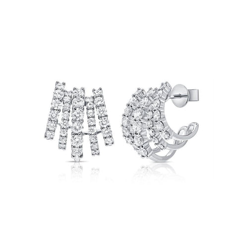Diamond Cage Huggie Earrings - 1