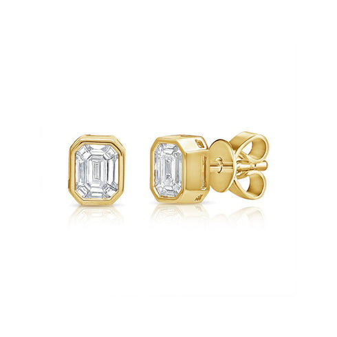 Pie Cut Diamond Illusion Stud Earrings - 1