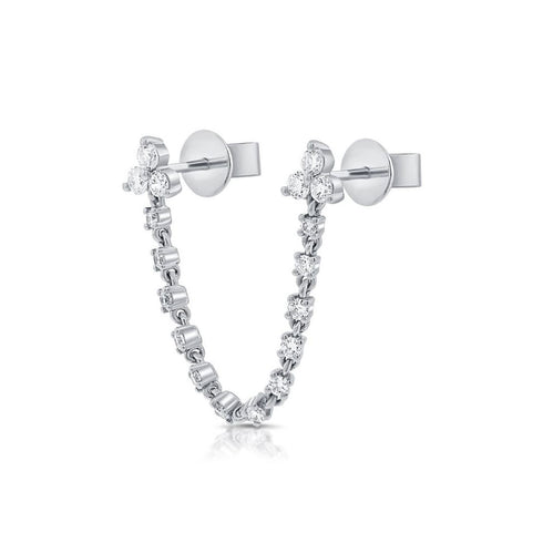 Diamond Stud With Chain Earrings - 1