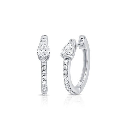 Pear And Round Shape Diamond Huggie Earrings - 1