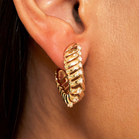 Sharp Huggie Diamond Earrings - 3