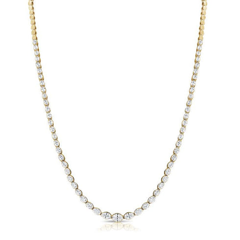 Oval Shape Diamond Tennis Necklace - 1