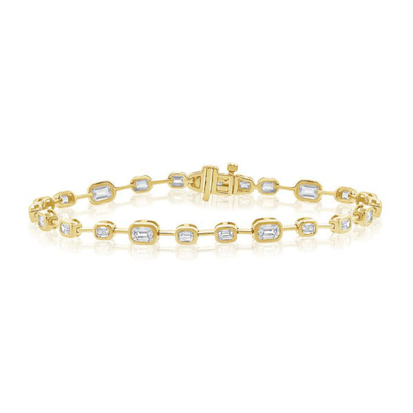 Emerals Shape Diamond Bezel Bracelet - 1