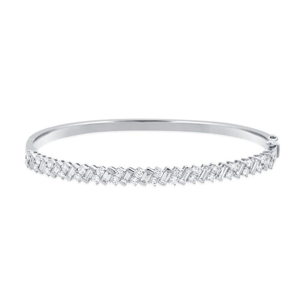 Baguettes And Round Diamond Bangle - 1