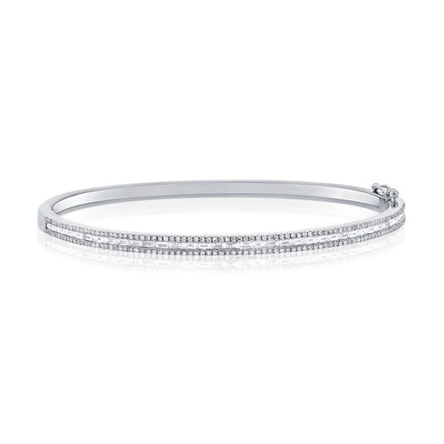Baguettes And Round Diamond Bangle - 1