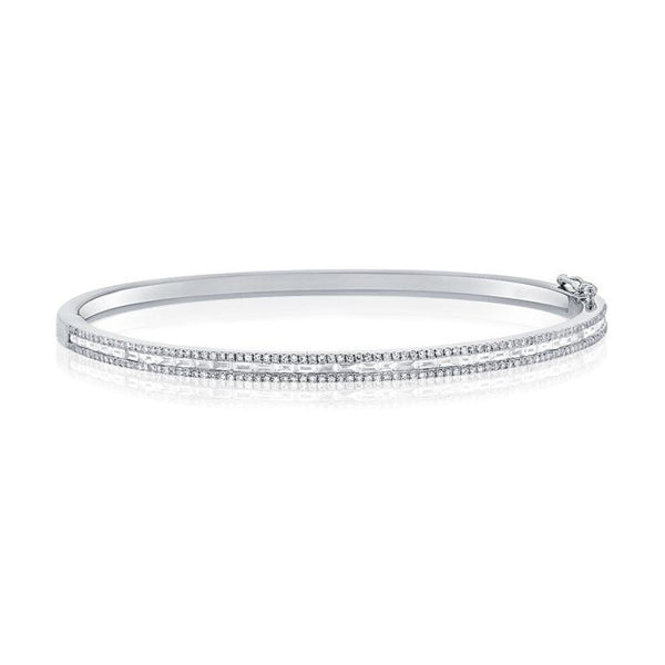 Baguettes And Round Diamond Bangle - 1