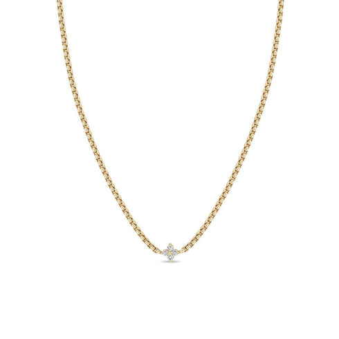 14k Prong Diamond Quad Box Chain Necklace - 2