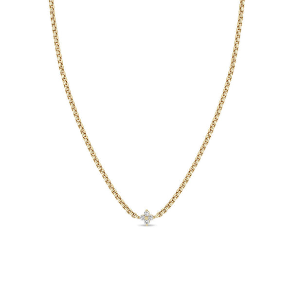 14k Prong Diamond Quad Box Chain Necklace - 2