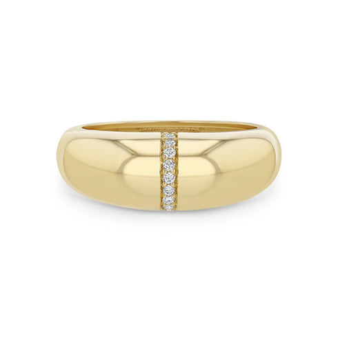 14k Pavé Diamond Line Small Aura Ring - 2