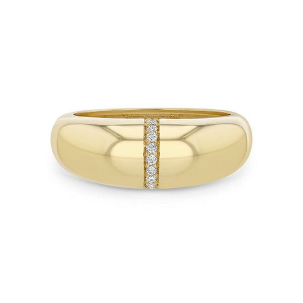 14k Pavé Diamond Line Small Aura Ring - 2