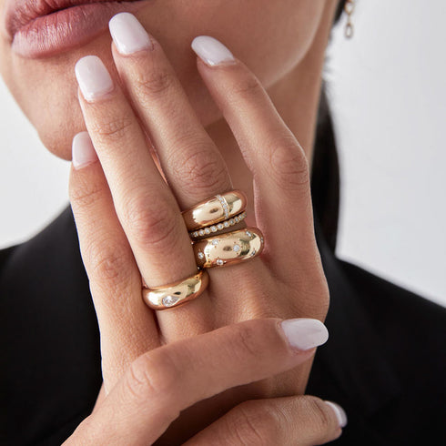 14k Pavé Diamond Line Small Aura Ring - 3