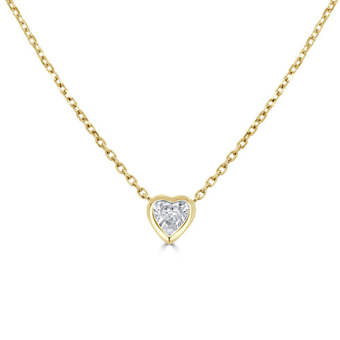 14k Gold & Bezel Heart Diamond Necklace - 0.31ct - 2