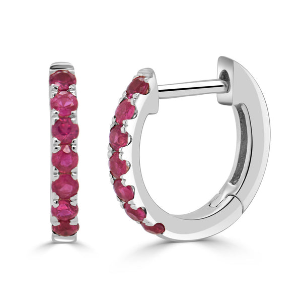 14K Gold & Ruby Huggy Earrings - 0.29ct - 2