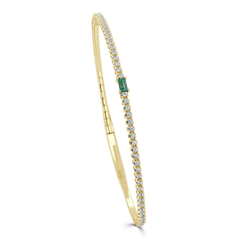 14K Gold Birthstone & Diamond Flexible Bangle - 0.54ct - 2