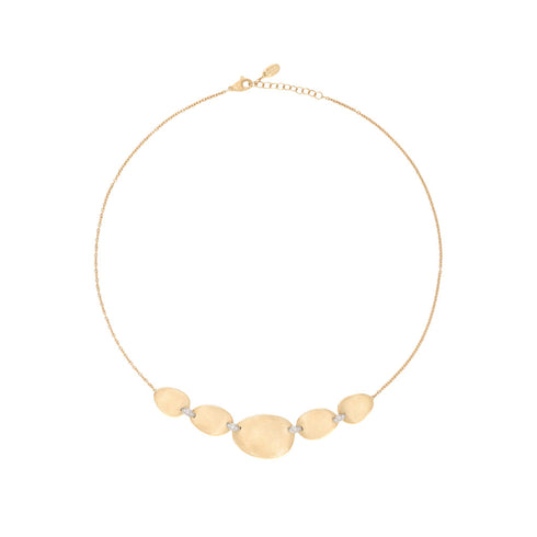 18K Yellow Gold Petal Halfsie Necklace with Diamonds, 16.5" - 1