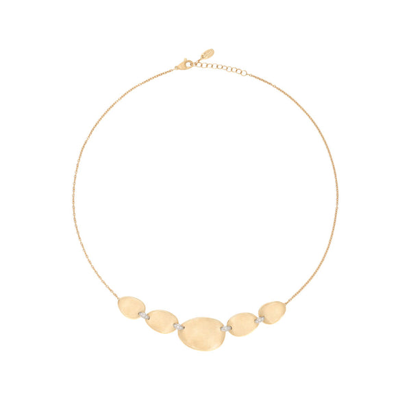 18K Yellow Gold Petal Halfsie Necklace with Diamonds, 16.5" - 1