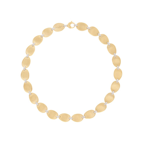 18K Yellow Gold Petal Necklace with Diamonds, 17.75" - 1