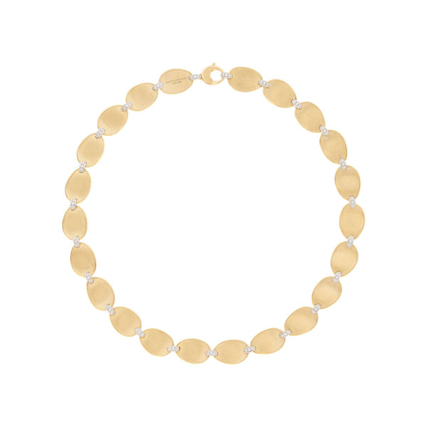 18K Yellow Gold Petal Necklace with Diamonds, 17.75" - 1