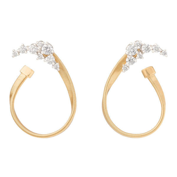 18K Yellow Gold Diamond Wrap Coil Earrings, 1" - 1