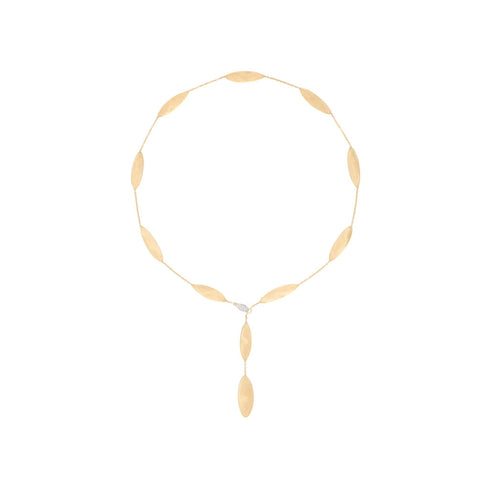 18K Yellow Gold Petal Lariat with Diamond Clasp, 18" - 1