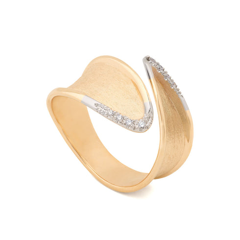 18K Yellow Gold Wrap Ring with Diamonds, Slim Profile - 1