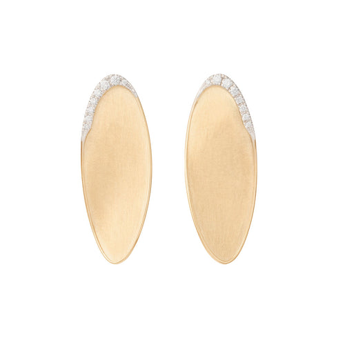 18K Yellow Gold Petal Stud with Diamonds, 1.6" - 1